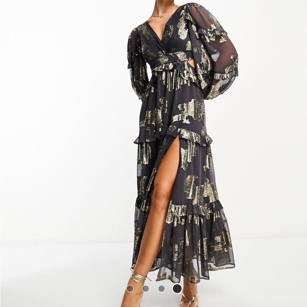 ASOS Maxi Dress with Cut Out & Frills